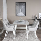 Polar Jídelní stůl 120 cm - Bílá Bílá+Plaza Jídelní židle - Bílé nohy - Světle šedá Fabric_4