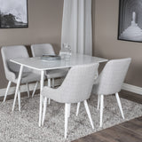 Polar Jídelní stůl 120 cm - Bílá Bílá+Plaza Jídelní židle - Bílé nohy - Světle šedá Fabric_4