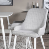 Polar Jídelní stůl 120 cm - Bílá Bílá+Plaza Jídelní židle - Bílé nohy - Světle šedá Fabric_4