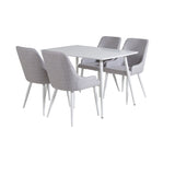 Polar Jídelní stůl 120 cm - Bílá Bílá+Plaza Jídelní židle - Bílé nohy - Světle šedá Fabric_4