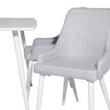 Polar Jídelní stůl 120 cm - Bílá Bílá+Plaza Jídelní židle - Bílé nohy - Světle šedá Fabric_4