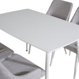 Polar Jídelní stůl 120 cm - Bílá Bílá+Plaza Jídelní židle - Bílé nohy - Světle šedá Fabric_4