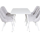Polar Jídelní stůl 120 cm - Bílá Bílá+Velvet Deluxe Jídelní židle - Bílé nohy - Světle šedá Fabric_4