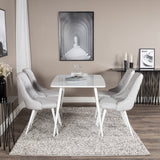 Polar Jídelní stůl 120 cm - Bílá Bílá+Velvet Deluxe Jídelní židle - Bílé nohy - Světle šedá Fabric_4