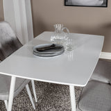 Polar Jídelní stůl 120 cm - Bílá Bílá+Velvet Deluxe Jídelní židle - Bílé nohy - Světle šedá Fabric_4
