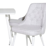 Polar Jídelní stůl 120 cm - Bílá Bílá+Velvet Deluxe Jídelní židle - Bílé nohy - Světle šedá Fabric_4