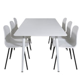 Jídelní stůl Polar 180 cm - Bílá deska / Bílé nohy+Arktická jídelní židle - Černé nohy - Bílý Plast_6