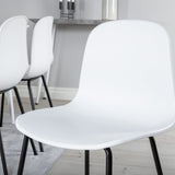 Jídelní stůl Polar 180 cm - Bílá deska / Bílé nohy+Arktická jídelní židle - Černé nohy - Bílý Plast_6