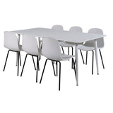 Jídelní stůl Polar 180 cm - Bílá deska / Bílé nohy+Arktická jídelní židle - Černé nohy - Bílý Plast_6