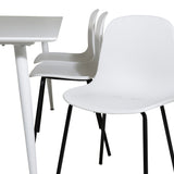 Jídelní stůl Polar 180 cm - Bílá deska / Bílé nohy+Arktická jídelní židle - Černé nohy - Bílý Plast_6