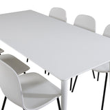 Jídelní stůl Polar 180 cm - Bílá deska / Bílé nohy+Arktická jídelní židle - Černé nohy - Bílý Plast_6