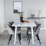 Jídelní stůl Polar 180 cm - Bílá deska / Bílé nohy + Sametová jídelní židle - Světle šedá / Černá_6