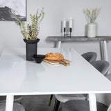 Polar Jídelní stůl 180 cm - Bílá deska / Bílé nohy + Sametová jídelní židle Mosaz - Světle šedá / Black_6