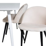 Polar Jídelní stůl 180 cm - Bílá deska / Bílé nohy + Sametová jídelní židle - Béžová / Černá_6