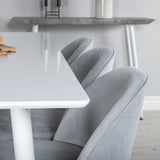 Polar Jídelní stůl 180 cm - Bílá deska / Bílé nohy + Sametová jídelní židle Manšestr - Světle Šedá / Černá_6