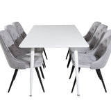Jídelní stůl Polar 180 cm - Bílá deska / Bílé nohy + Jídelní židle Velvet Deluxe - Světle šedá / Černá_6