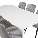 Jídelní stůl Polar 180 cm - Bílá deska / Bílé nohy + Jídelní židle Velvet Deluxe - Světle šedá / Černá_6