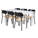 Polar Jídelní stůl 180 cm - Bílá deska / Bílé nohy + Jídelní židle Polly - Černá / Přírodní _6