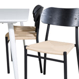 Polar Jídelní stůl 180 cm - Bílá deska / Bílé nohy + Jídelní židle Polly - Černá / Přírodní _6
