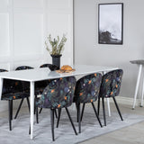 Jídelní stůl Polar 180 cm - Bílá deska / Bílé nohy+Sametová jídelní židle - Black Flower fabric_6