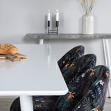 Jídelní stůl Polar 180 cm - Bílá deska / Bílé nohy+Sametová jídelní židle - Black Flower fabric_6