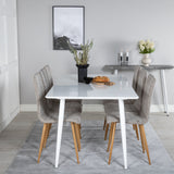 Polar Jídelní stůl 180 cm - Bílá deska / Bílé nohy+Windu Lyx Jídelní židle - Světle šedá / Dub_6