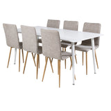 Polar Jídelní stůl 180 cm - Bílá deska / Bílé nohy+Windu Lyx Jídelní židle - Světle šedá / Dub_6