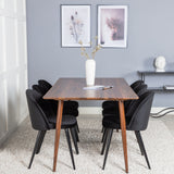 Jídelní stůl Polar 180 cm - Ořechová deska - Ořechové nohy+Sametová jídelní židle - Černá / Černá_6