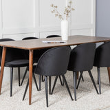 Jídelní stůl Polar 180 cm - Ořechová deska - Ořechové nohy+Sametová jídelní židle - Černá / Černá_6