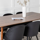 Jídelní stůl Polar 180 cm - Ořechová deska - Ořechové nohy+Sametová jídelní židle - Černá / Černá_6