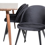 Jídelní stůl Polar 180 cm - Ořechová deska - Ořechové nohy+Sametová jídelní židle - Černá / Černá_6