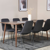 Jídelní stůl Polar 180 cm - Ořechová deska - Ořechové nohy+Muce Jídelní židle - Černé nohy - Černá Fabric_6