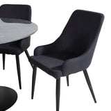 Kulatý jídelní stůl Estelle ø106 H75 - Černá / Černá+Plaza Jídelní židle - Černé nohy - Černá Fabric_4