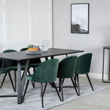 Jídelní stůl Marina - černá deska / černé nohy + sametová jídelní židle - zelená / černá_6