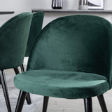 Jídelní stůl Marina - černá deska / černé nohy + sametová jídelní židle - zelená / černá_6