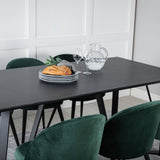 Jídelní stůl Marina - černá deska / černé nohy + sametová jídelní židle - zelená / černá_6