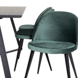 Jídelní stůl Marina - černá deska / černé nohy + sametová jídelní židle - zelená / černá_6
