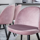 Jídelní stůl Marina - černá deska / černé nohy + sametová jídelní židle - růžová / černá_6