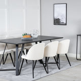 Jídelní stůl Marina - černá deska / černé nohy + sametová jídelní židle manšestrová - béžová / černá_6