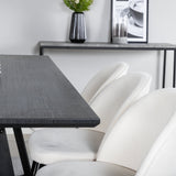 Jídelní stůl Marina - černá deska / černé nohy + sametová jídelní židle manšestrová - béžová / černá_6