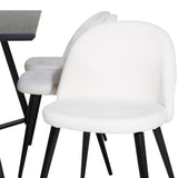 Jídelní stůl Marina - černá deska / černé nohy + sametová jídelní židle manšestrová - béžová / černá_6