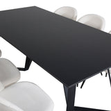 Jídelní stůl Marina - černá deska / černé nohy + sametová jídelní židle manšestrová - béžová / černá_6