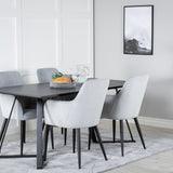 Jídelní stůl Marina - černá deska / černé nohy + komfortní jídelní židle - černé nohy / světle šedý manšestr _4