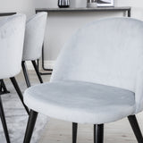 Jídelní stůl Marina - černá deska / černé nohy + sametová jídelní židle manšestr - světle šedá / černá_6