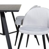 Jídelní stůl Marina - černá deska / černé nohy + sametová jídelní židle manšestr - světle šedá / černá_6