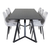 Jídelní stůl Marina - černá deska / černé nohy + jídelní židle Polar Diamond - černé nohy - šedá Velvet_6