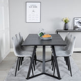 Jídelní stůl Marina - černá deska / černé nohy + jídelní židle Polar Diamond - černé nohy - šedá Velvet_6