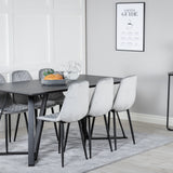 Jídelní stůl Marina - černá deska / černé nohy + jídelní židle Polar Diamond - černé nohy - šedá Velvet_6