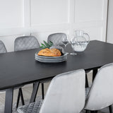 Jídelní stůl Marina - černá deska / černé nohy + jídelní židle Polar Diamond - černé nohy - šedá Velvet_6