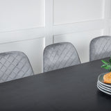 Jídelní stůl Marina - černá deska / černé nohy + jídelní židle Polar Diamond - černé nohy - šedá Velvet_6